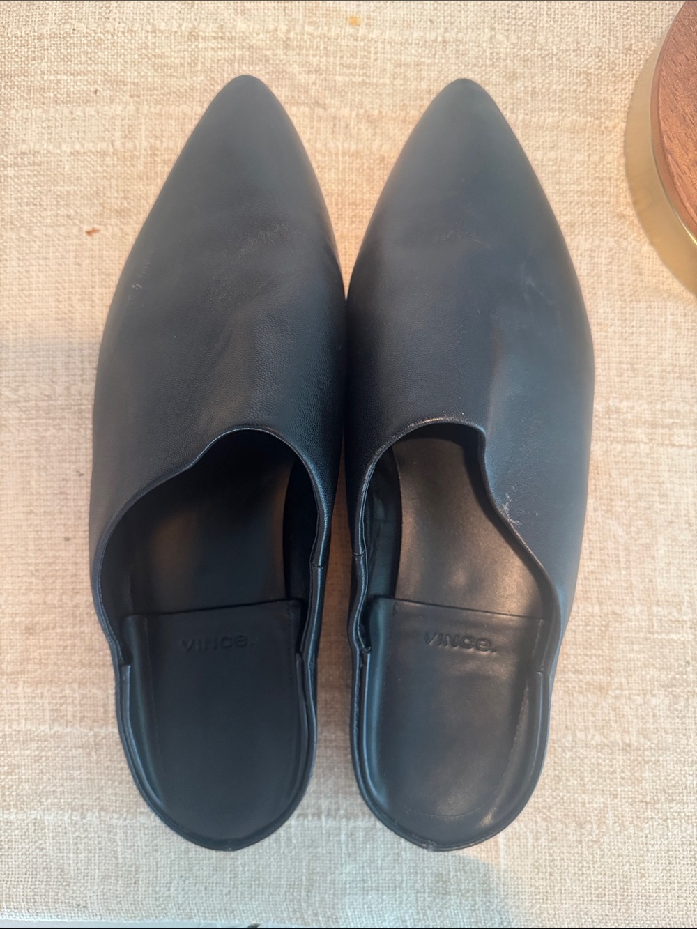 Vince Cayslip Black Pointed Toe Mules - Picture 3 of 6